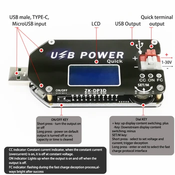 Digitalni USB Nastavljiv Napajalni Modul Konstantno Napetostjo Konstantnim tokom QC2.0 3.0 pospešiti Povečanje Modul Fan Guverner 2A 15W