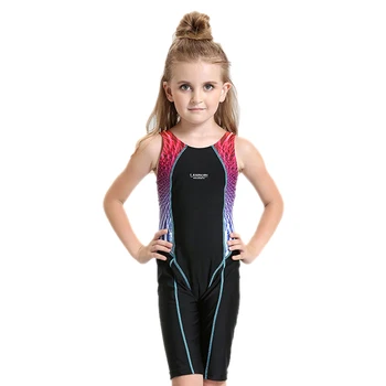 LANDUBI Konkurenčno Študentski Šport Plavati Obleko Dekle Kopalke Otroka, Otrok En Kos Kopalke za otroke Dostopi Mozaik črno XXS