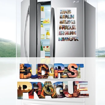 Plasti ČRKE lesa, 3d magnetni hladilnik magnet, Pragi,Budimpešti,Haiti, turističnih spominkov, magnetni hladilnik magneti
