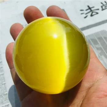 4-10 cm Naravno rumeno mačka oči kristalno kroglo vedeževanje energije kamen žogo fotografija dekorativni žogo