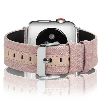 Usnjeni Trak Za Apple watch band 42mm 38 mm iwatch 4/3 Band 44 mm 40 mm zapestnica Luksuzno Usnje+platno watchband kovinske sponke