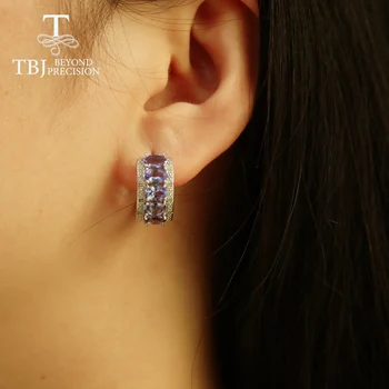 TBJ, Naravni 5ct tanzanite zaponko uhan ,10 kos prepogniti 4*6 mm, tanzanija gemstone nakit 925 sterling silver za ženske