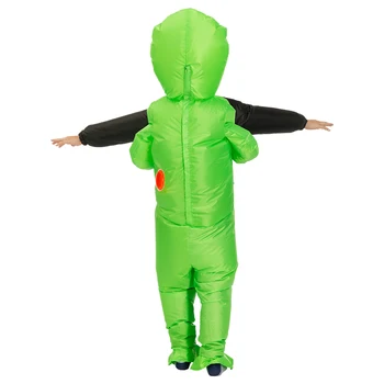 Nov Napihljiv Kostum zelenega tujec Odraslih Otrok Smešno Blow Up Obleko Fancy Stranka Obleko 