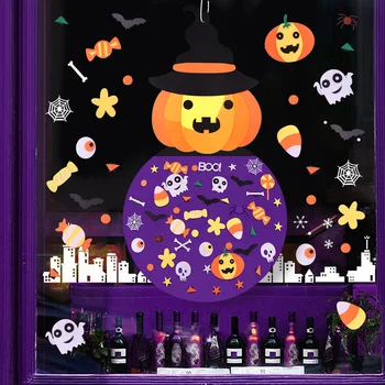 Besegad Otroci DIY Počutil Bučna Čarovnica Steni Visi Dekoracijo s 49pcs Snemljiv Okraski za Darila Halloween Party Supplies