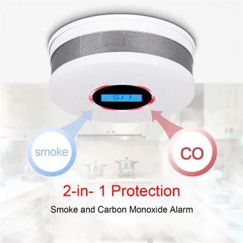 2 v 1 LED Digitalni Plinov, Dima Alarm Co Detektor Ogljikovega Monoksida Glas Opozarjajo, Senzor Home Security Protection Visoko Občutljiv