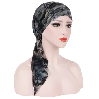 Elastično bombažne turban šal tiskanja ovijte glavo, rute in Klobuki muslimanskih turban pokrova za ženske Notranje Hidžab Klobuk ženski turbantes kape