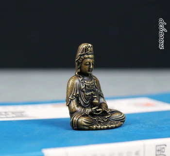 DOBRO Budistični Amulet Grško-Budistični žep potovanja talisman SREČE Varnost Avalokitesvara Guanyin Tempelj Buda medenina kip A2