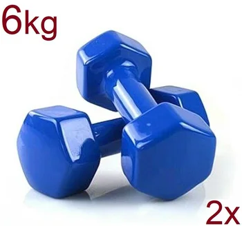2X utežmi 6 kg teža pokrova na vinil mehko vadbo gimnastike Modra