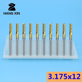 HANGXIN 3.175 mm Volframov karbid Koruza Rezalnik za rezanje 10pcs PCB rezkanje bitov end mill CNC usmerjevalnik bitov za Graviranje stroj