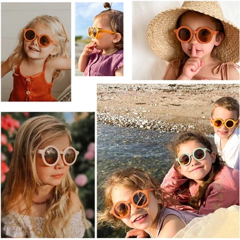 Moda Krog Otroci sončna Očala Kul Fantje Dekle Otroci sončna Očala z UV Zaščito Odtenki Pisane Očala Baby Lentes De Sol Gafas
