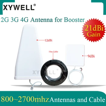 XYWELL 21dBi 4G Antene 800~2700mhz LPDA Zunanja antena Plošči notranji Antena 15 metrski kabel za 2G 3G 4G Mobilni Signal Booster