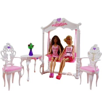 Votlo Vklesan Vrt Swing Plastike imajo določene Lutka Pohištvo Fotelj Pribor za Barbie Girls Igrače Swing Klasičnih DIY Igrača