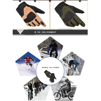 Moški (Taktično Vojske) Kolesarjenje Rokavice Polno Prst Pozimi Toplo Bike Rokavice Kampiranje, Pohodništvo Športih na Prostem, Anti-slip Rokavice