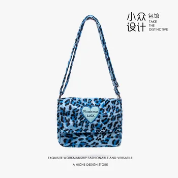Ne-Mainstream Modna Blagovna Znamka, Design Srčkan Seksi Različnih Plišastih Leopard Barvne Ljubeče Srce, Vezenih Eno-Ramo Messenger Bag