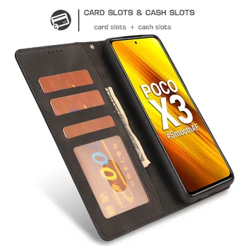 Na Za Xiaomi POCO X3 NFC Primeru Mi Poco X3 NFC Coque Flip Usnjena torbica za Xiomi Poco X 3 NFC Denarnice za Kartico sim Telefon Kritje Etui