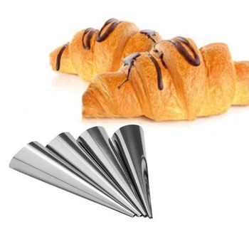 Vroče!5 Kos/veliko Peko Stožci iz Nerjavečega Jekla Spiralne Croissant Cevi Rog Kruh, Peciva, Izdelava Torto Plesni Pecilni Dobave Kuhinja