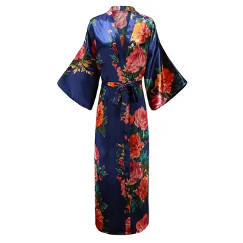 Plus Velikost 3XL 4XL 5XL Mlada Dama Kimono kopalni plašč Obleke Tiskanja Cvet Spomladi Dolgo Sleepwear S Pasom 3/4 Rokav Intimno Perilo