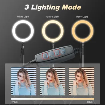 USTRELIL LED Selfie Obroč Lučka Fotografija Obroč Svetlobe s Stojalom 10 inch USB Zatemniti Ringlight s Stojalom za Ličila YouTube Video