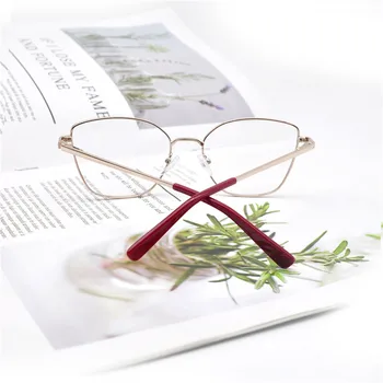 KANDREA 2020 Nove Ženske Kovinski Cat Eye Glasses Okvirjem Kvadratnih Ženski Vzoren Načrt Jasno, Leče Očala 5 Barv Optičnih Očal