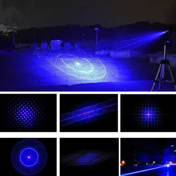 Gorenja Modra Laserski kazalnik Svetilka pogled Baklo 445nm 10000m Focusable Lazer opekline tekmo sveča sveti firecracker