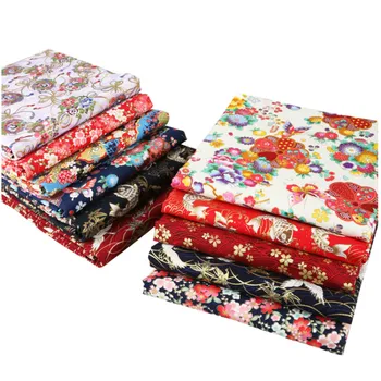 Japonski Kimono style bombažne tkanine Gilding tiskanje cheongsam krpo za obleko Mozaik Domačega tekstilnega materiala 150*50 cm