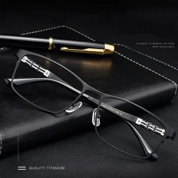 Čistega titana očal okvir poslovni moški ultra-lahkih optičnih očal okvir elastična templjev recept očala moških HT0205