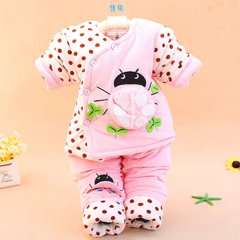 Pozimi Toplo Newborn Baby Risanka Ladybug Vrhnja oblačila Suknjič + Hlače za Malčke Dekliška Oblačila Določa Fantje 2Pcs Obleke Roupas De Bebe