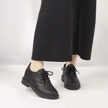 EAGSITY derby čevlji za ženske ravno čipke krog toe čevlji dame oblačenja oxford prosti čas obutev za hojo zavezat vzročno dela