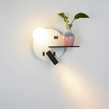 LED stenska Luč s stikalom Spalnica razsvetljave v zaprtih prostorih postelji Stensko svetilko z USB LED Branje Kristalno kroglo steno Rov luminaria