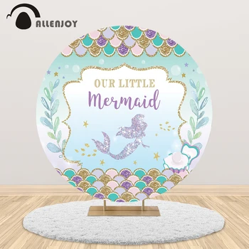 Allenjoy morska deklica rojstni krog luči pod morjem baby tuš Vodnih rastlin, rib obsega prilagodite krog kritje banner