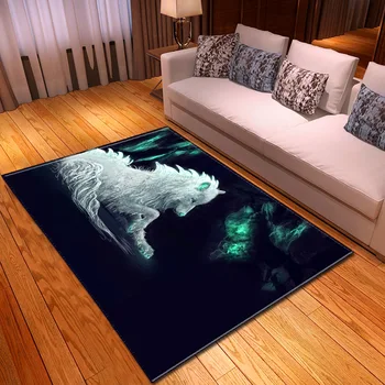 3D Živali Divji volk preproge za domačo dnevno sobo, spalnico, Kuhinjo, Odeje Otroški Sobi Dekorativni Igrajo Mat Površina Preprogo Preproge