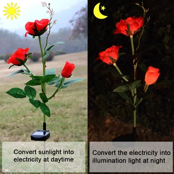 2PCS LED Sončne Rose Garden Lučka na Prostem LED Sončne Svetlobe RGB Barvni Lily Vrtu Cvet Svetilka Sončne Energije Dvorišče Travnik Pot Luči