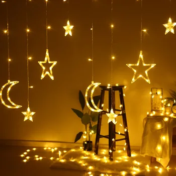 220V EU Plug Luna Star LED Zavese Luči Božič Pravljica Venci na Prostem LED Svjetlucati Niz Luči Počitnice Festival Dekoracijo