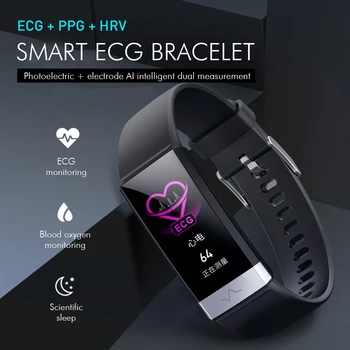 1.14 Palčni V19 EKG +PPG Pametna Zapestnica SmartWatch Srčni utrip, Krvni Tlak Spanja Spremljanje Bluetooth FitnessTracker Šport Gledam