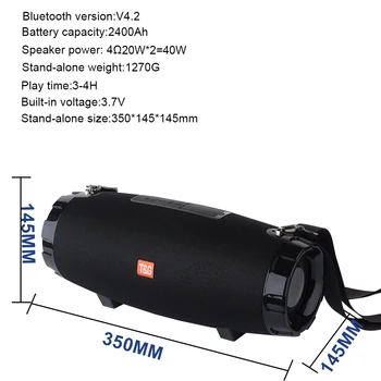 40 W/20 W Prenosni brezžični stolpec Bluetooth Zvočnik Boom box Zunanji Predvajalnik Glasbe baterije Nepremočljiva 3D stereo Subwoofer caixa de