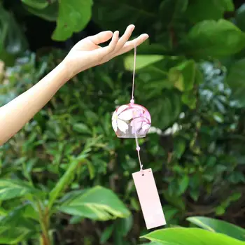 Japonski Slog Stekla Vetru Zvončki Visi Obrti Veter Zvon, Dom Dekor Sakura Češnjev Cvet Vzorec