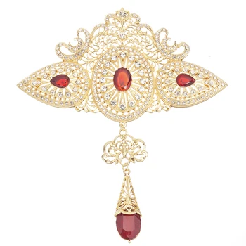 Velika Maroškem slogu nakit broška klasična zlata kristalno votlih-out broška z nosorogovo Arabski poročni nakit