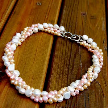 Vroče prodajajo Naravno bela, roza, rumena sladkovodnih biserov clavicle ogrlica modni nakit