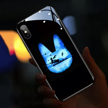 Srčkan Flash Razsvetljava Telefon Primeru za IPhone 6 7 8 X Plus XR XS Max 11 12 Pro Mini Glasovni Nadzor Led Kaljeno Glas Zaščitni Pokrov