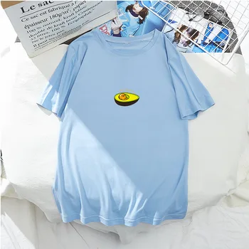 Gudetama in avokado natisnjena kratka sleeved majica s kratkimi rokavi Candy Barve Harajuku Ulica Ženski Kratek Rokav Vrh Tees O-Vratu T-shirt