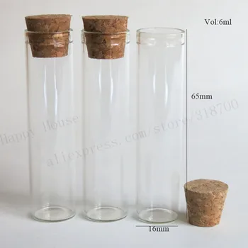 1000 x 6ml Jasno Stekleno Cevko z Leseno Plute 1/5oz Majhno Prozorno Steklo Vzorec Vial za 0,6 ml 1 ml do 1000 ml je na Voljo