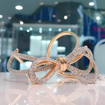 Modni nakit visoke kakovosti nov sijaj tri-dimenzionalni kristal rose gold sladko velik lok odprite ženske, nakit zapestnica.
