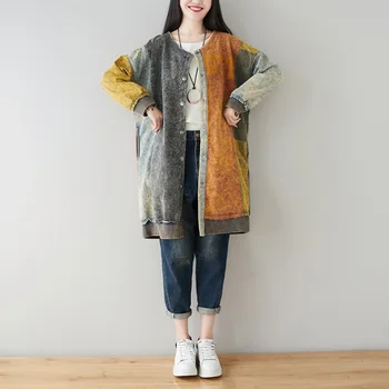 Max LuLu Korejski Stil Modni Modeli Plašči Ženski Natisnjeni Dolgo Trenchs Ženske Letnik Denim Windbreakers Ohlapna Oblačila Plus Velikost