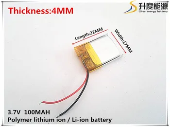 1pcs [SD] 3.7 V,100mAH,[401722] Polimer litij-ionska / Litij-ionska baterija za IGRAČE,MOČ BANKE,GPS,mp3,mp4,mobitel,zvočnike