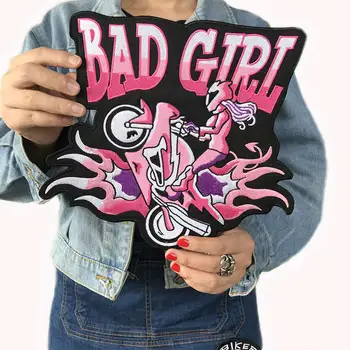BAD GIRL Železa Na Obliž Vezene Aplicirano Šivanje Oznaka punk biker Obliži Oblačila Nalepke Oblačila Dodatki Značko