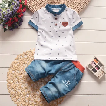 BibiCola otroška oblačila baby fantje poletni kompleti oblačil 2017 novo leglo fant priložnostne kratki rokavi T-shirt traper hlače obleko