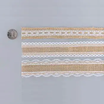 Širina 1,5 cm 0,9 M/Roll Naravne Jute Burlap Hessian Traku in Različnih Bele Čipke Za Kmečko Zaviti Darilo Pakiranje Poroko Decoratio
