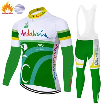 2020 ANDALUCIA team kolesarski Dres kolesarske hlače, Športna oblačila Ropa Ciclismo MENS toplotne runo 20 D mayot bicicleta hombre