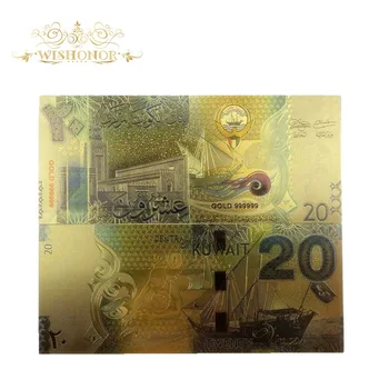 10pcs/veliko Barve Kuvajt Bankovec za 20 Dinarske Bankovce V 24K Gold Spominek Bankovcev Za Zbiranje