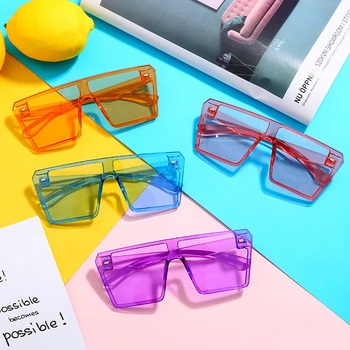 Debelo Enem Kosu Jasen Okvir Candy Barve Sončna Očala Za Ženske Edinstven Modni Oranžna Modra Sončna Očala Ženski Odtenkov V Razsutem Stanju